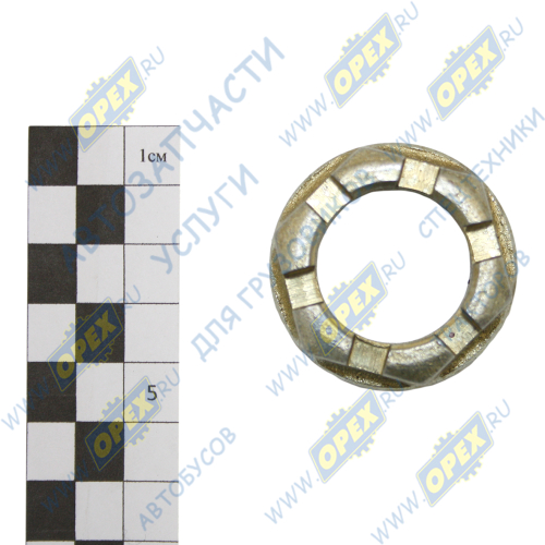 102-3405113 Гайка С/И М27х1,5 h=18 К=36 корончатая фланцевая МТЗ пальца рулевого гидроцилиндра; h=18 К=36 с буртом, пальца 111,112 МТЗ РУП1